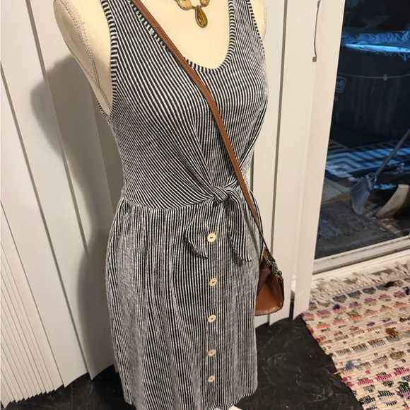 Caution To The Wind Black and White Button-Down Midi Dress - Picture 3 of 8